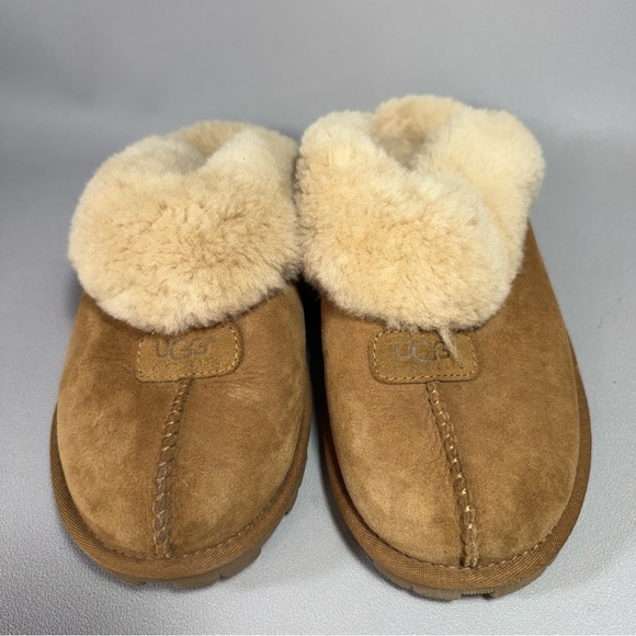 UGG Coquette Chestnut Suede Sheepskin Slippers - Picture 3 of 9